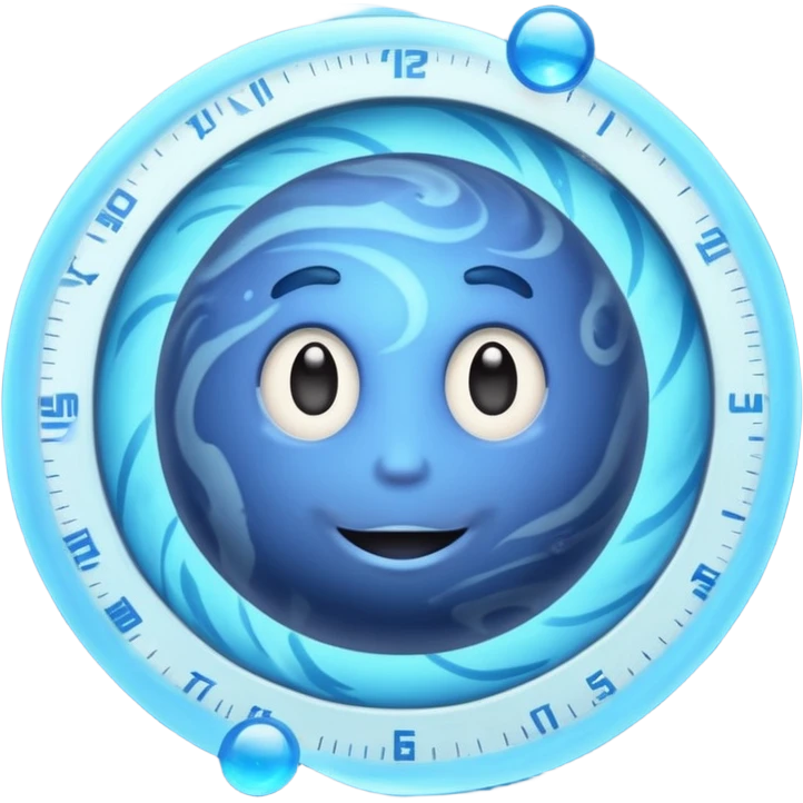 Planet Neptune with clock hands inside of it emoji