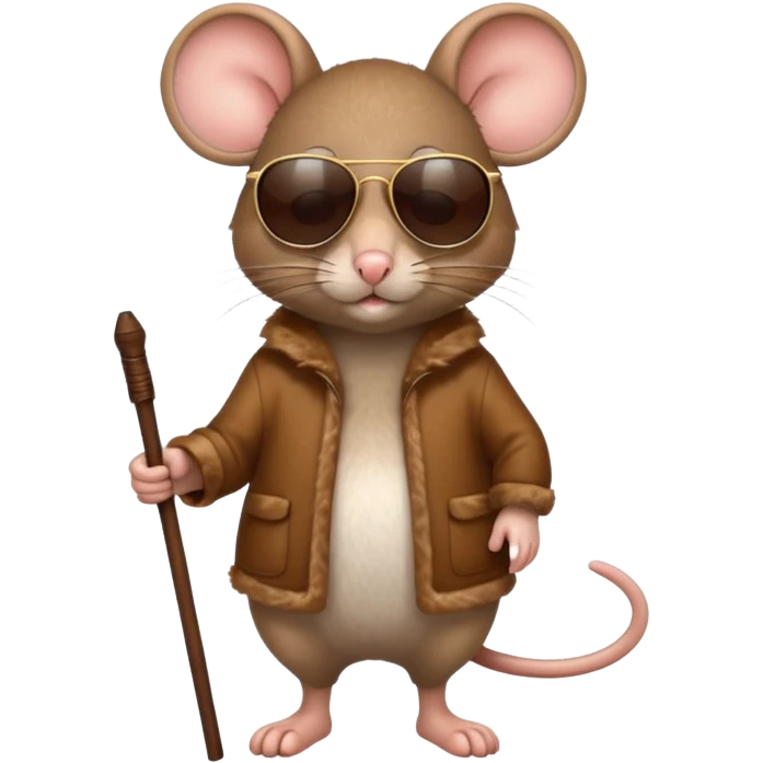 mouse with sunglasses and walking stick emoji