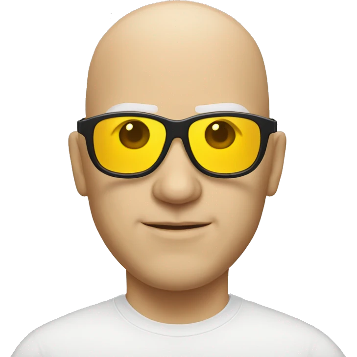 bald white man wearing yellow sunglasses emoji