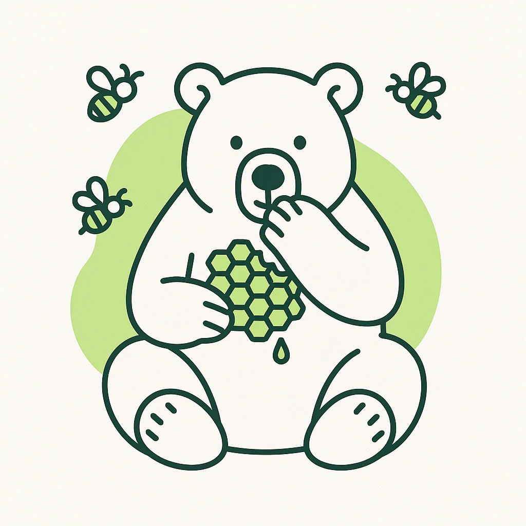 bear eating honeycomb with bees flying around emoji