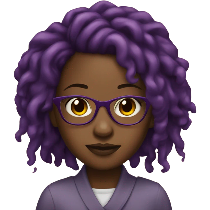 A black girl with dark purple red locs and glasses emoji