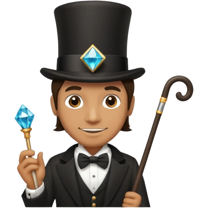 Man with top hat, cane and diamond tooth emoji