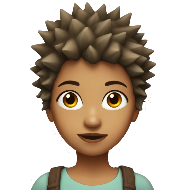 Girl with spiky short hair an circle face brown eyes  emoji