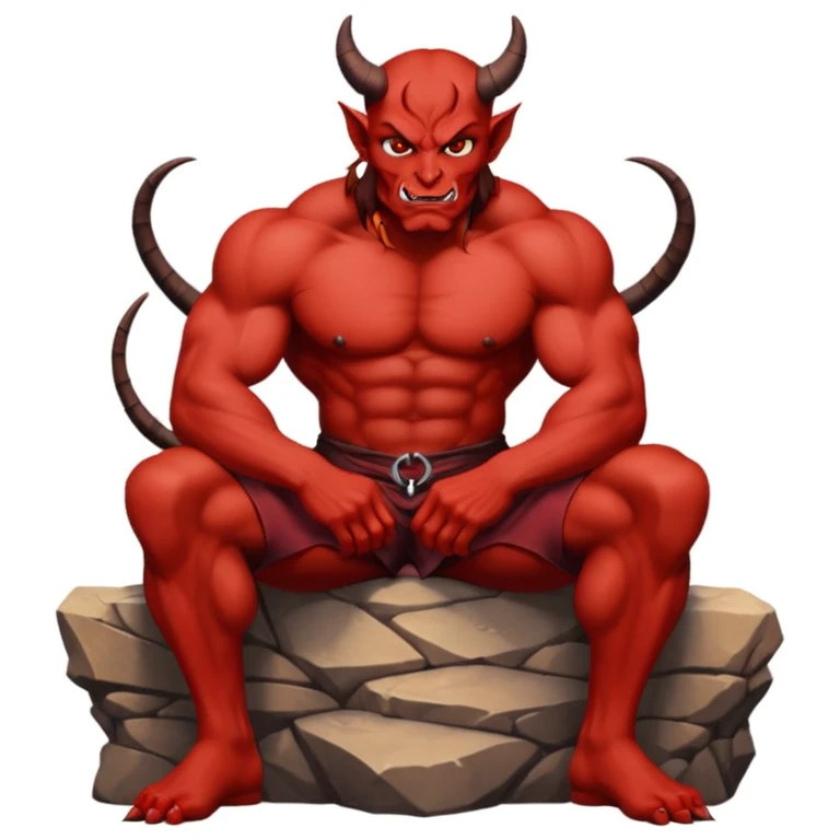 Devil sitting on a ledge looking over his shoulders  emoji