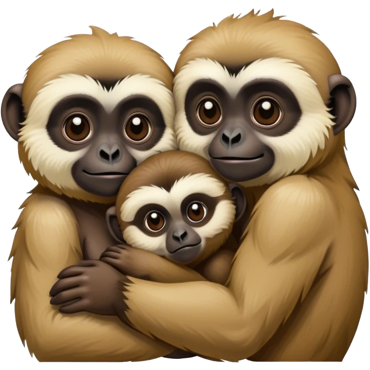 Male and female gibbon snuggling emoji