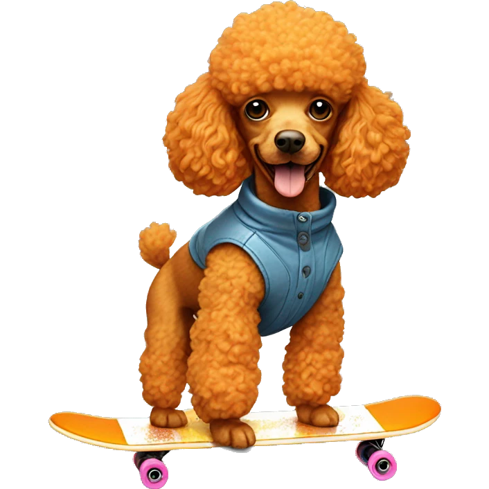 orange poodle riding a skateboard emoji