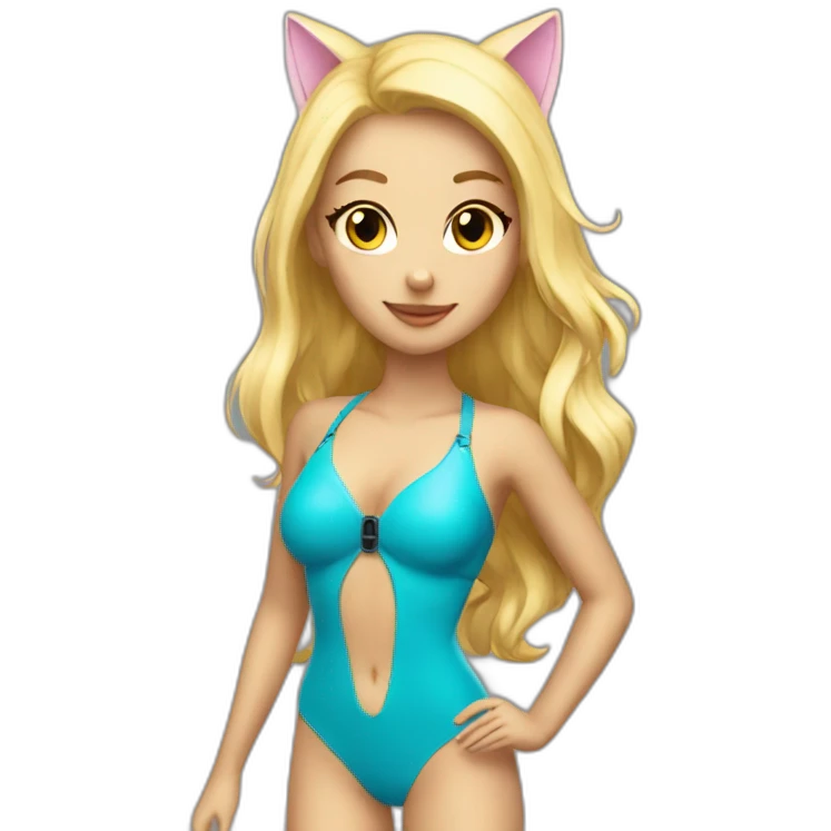 hot catgirl blonde swim suit emoji