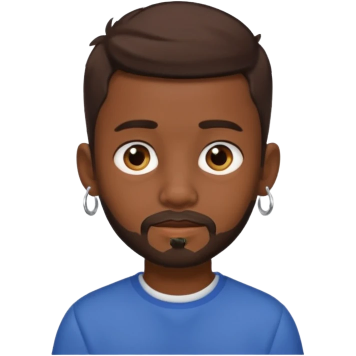 dark-skinned boy, short brown hair, with a little beard and an earring in his ear emoji