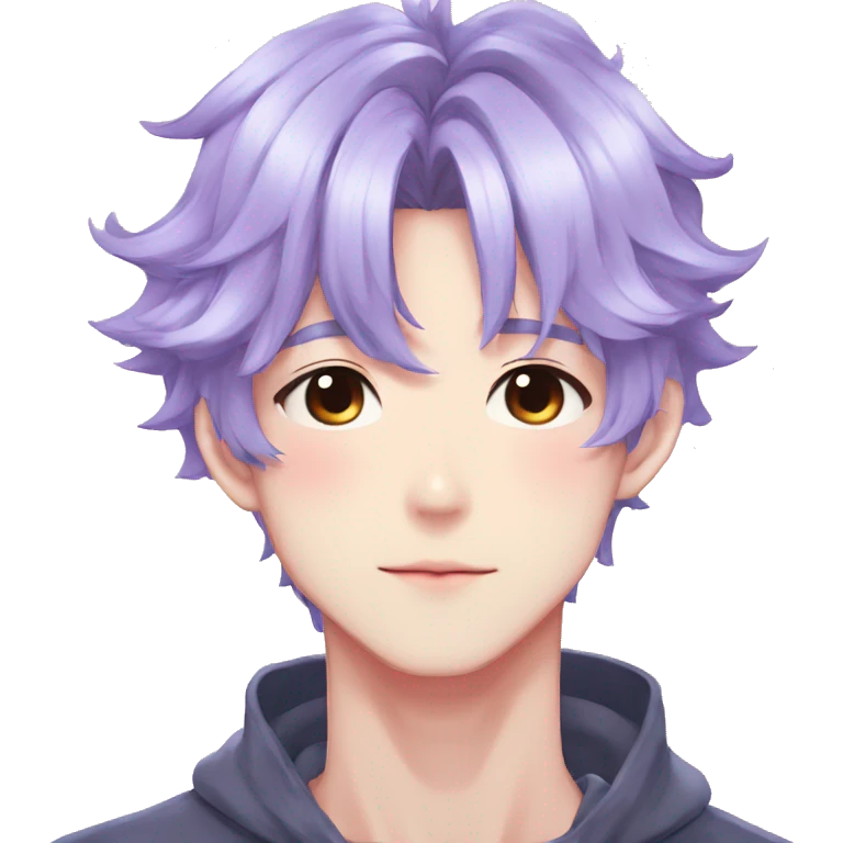 Gorgeous colorful shiny romantic pastel anime style shojo man with blushing face aesthetic and pretty hair trending style emoji