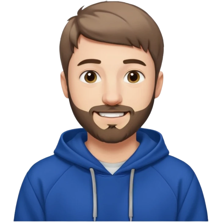 Draw MrBeast in casual hoodie with short hair, french cut beard & friendly smile. emoji