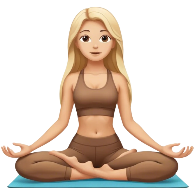 White girl with long blonde hair doing yoga brown set emoji