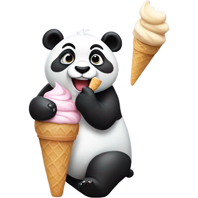 Panda eating ice cream emoji