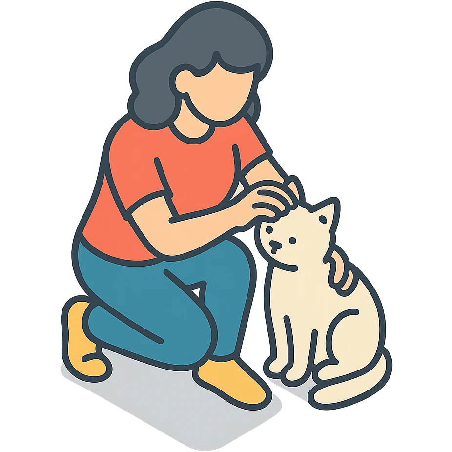 женщина заботится о кошке emoji