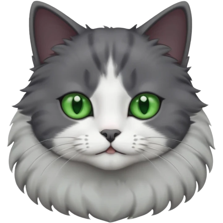 one dark grey and white cat and one completely solid dark grey cat with green eyes and only white paws emoji