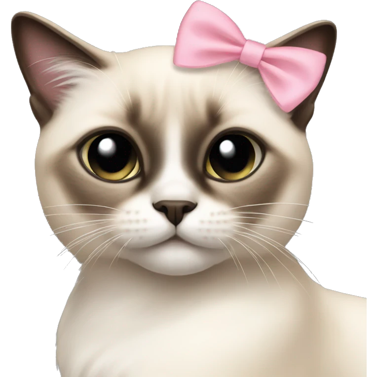 Long hair Siamese cat with pastel pink bow emoji