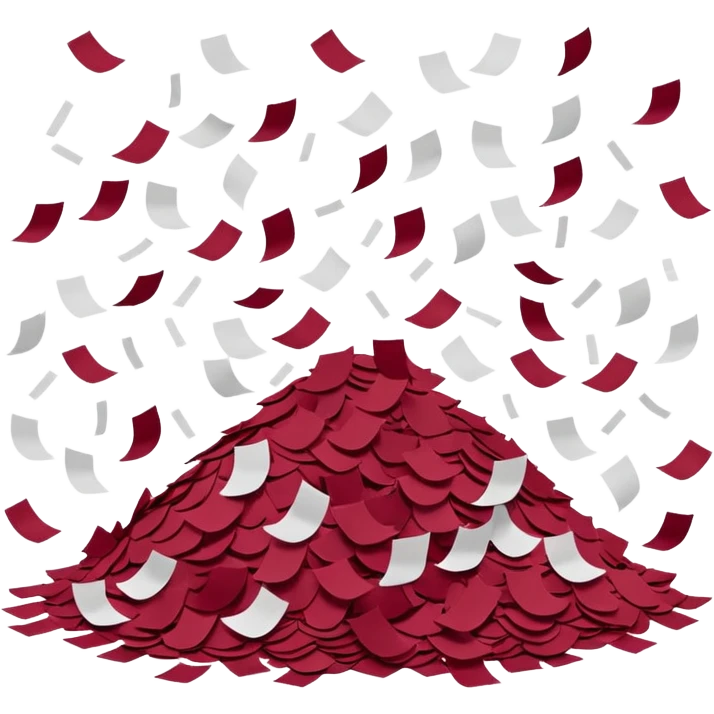 Burgundy and white confetti emoji