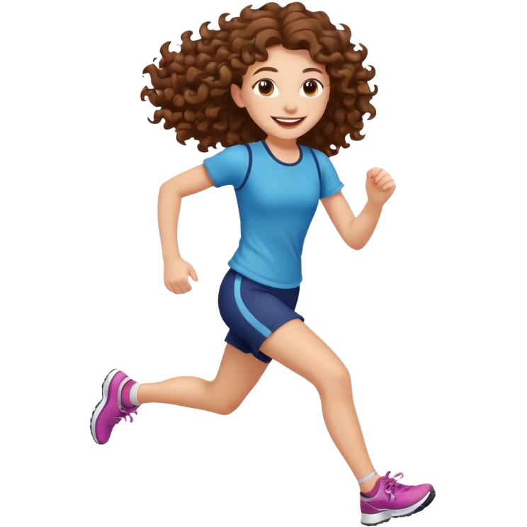 curly brown hair long girl running emoji