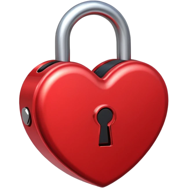 A lock in the shape and colour of a love heart emoji