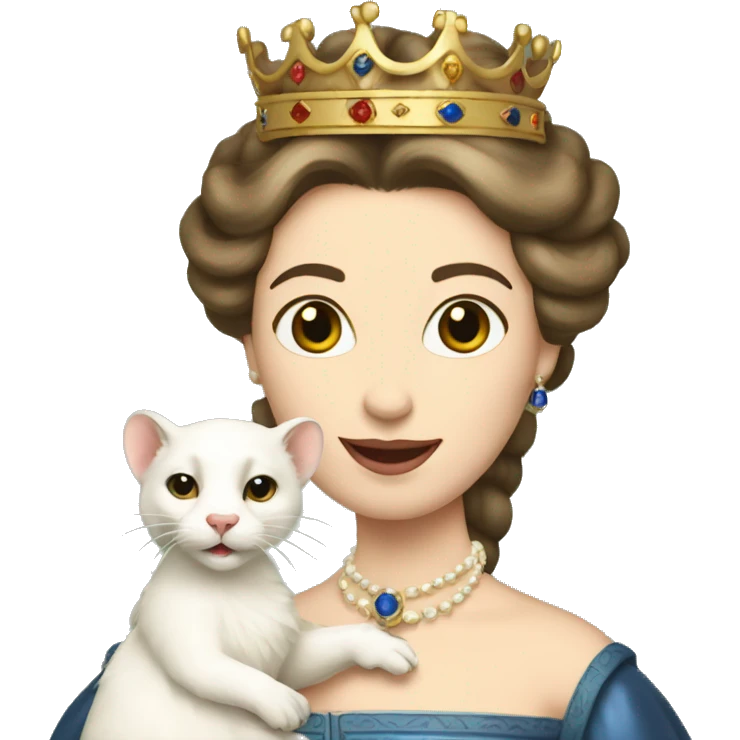 Queen of France holding a pet white ferret emoji