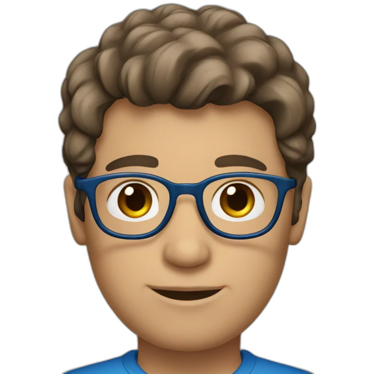 german brown hair glasses blue shirt emoji