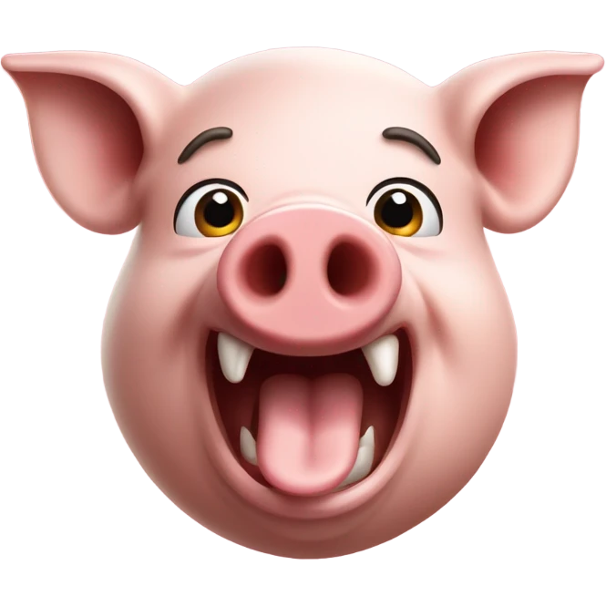 pig head laughing profile emoji
