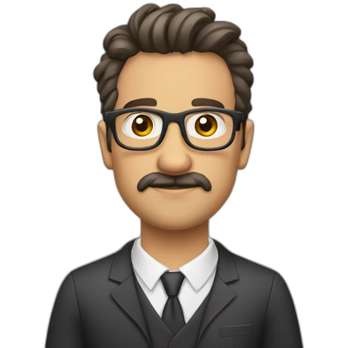 Alto, barba, delgado, lentes, profesional emoji