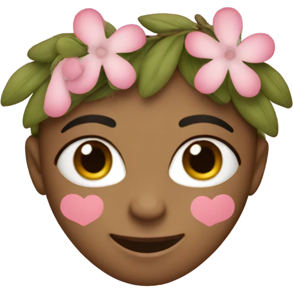 Olive Color heart decorated with pink flowers emoji