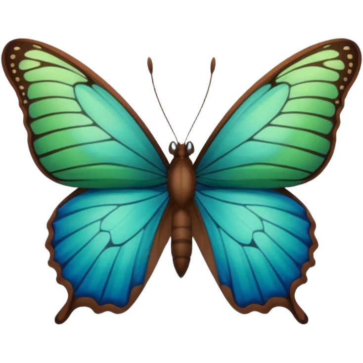 A butterfly with blue edges, green wings, and a brown body  emoji