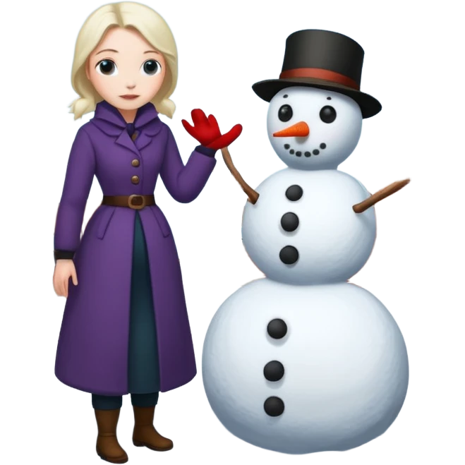 Virginia Poe and Maria Clemm 1800's full body building a snowman emoji