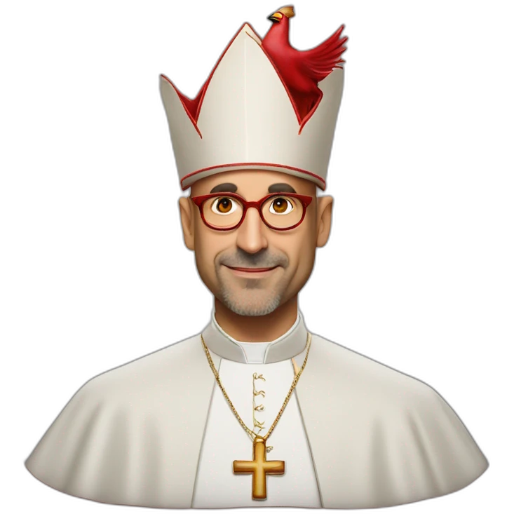 stanley tucci as a religious cardinal hat emoji