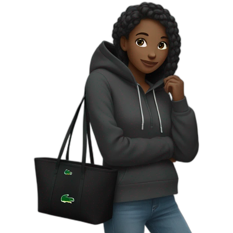 Lacoste bag black girl with black lacoste hoodie emoji