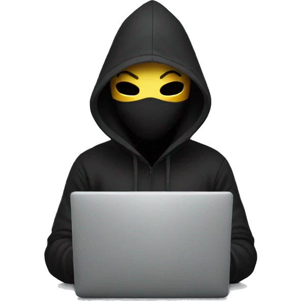anonymous with laptop with black hoodie and having a mask  making money emoji