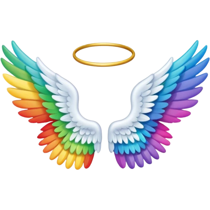 Tiny small mini left and right rainbow angel wings. Between left and right wings there is a little blank. emoji