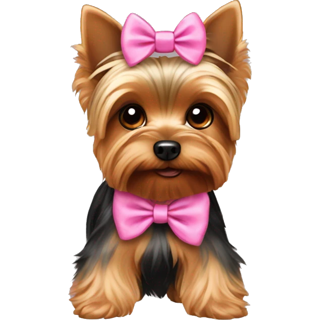 A yorkie wearing a pink bow emoji
