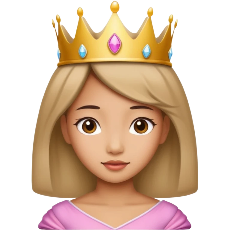 Asian girl wearing a princess crown on her head  emoji