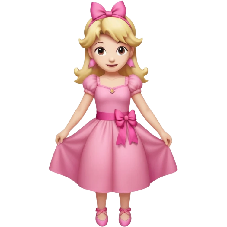 Princess peach full body with a pink ribbon tied to her hair emoji