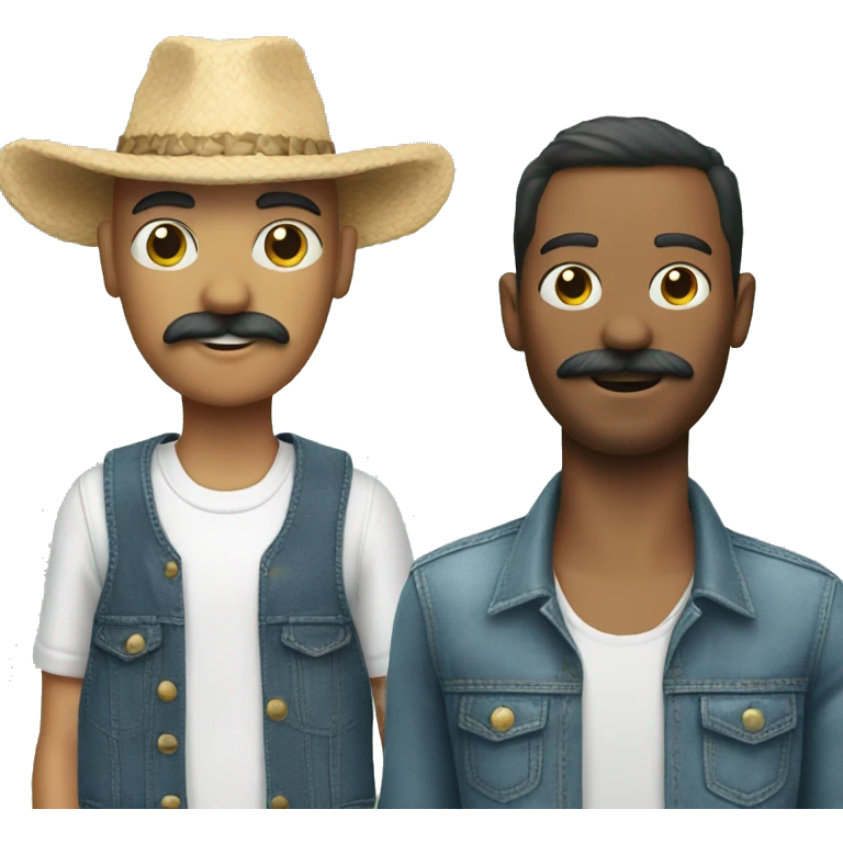 Someone with a moustache and a goat with Hawaï short and slip jean emoji