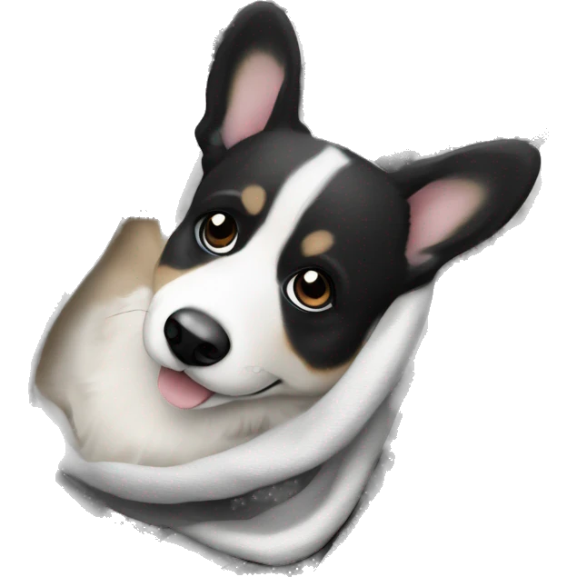 Black-white puppy corgi cardigan in a blanket emoji