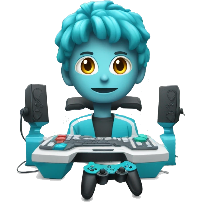 Cyan and white gaming setup  emoji