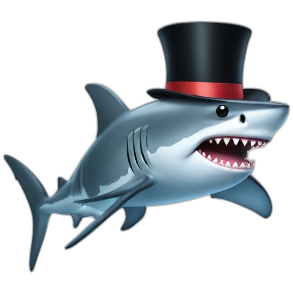 Shark with a top hat emoji