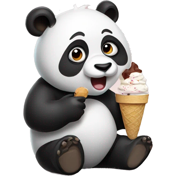 Panda eating ice cream emoji