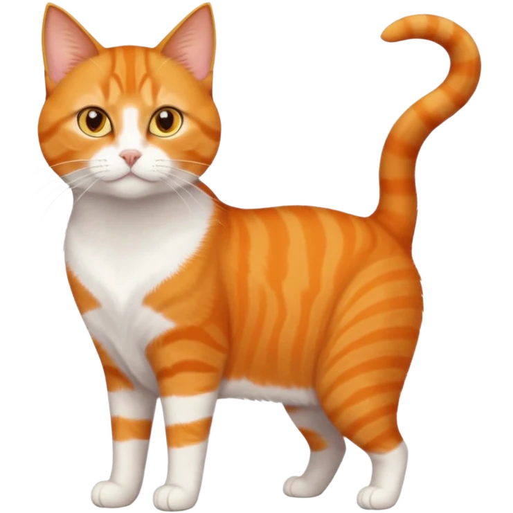 full body orange domestic shorthair slim cat with yellow/orange eyes with a white triangle on his nose emoji