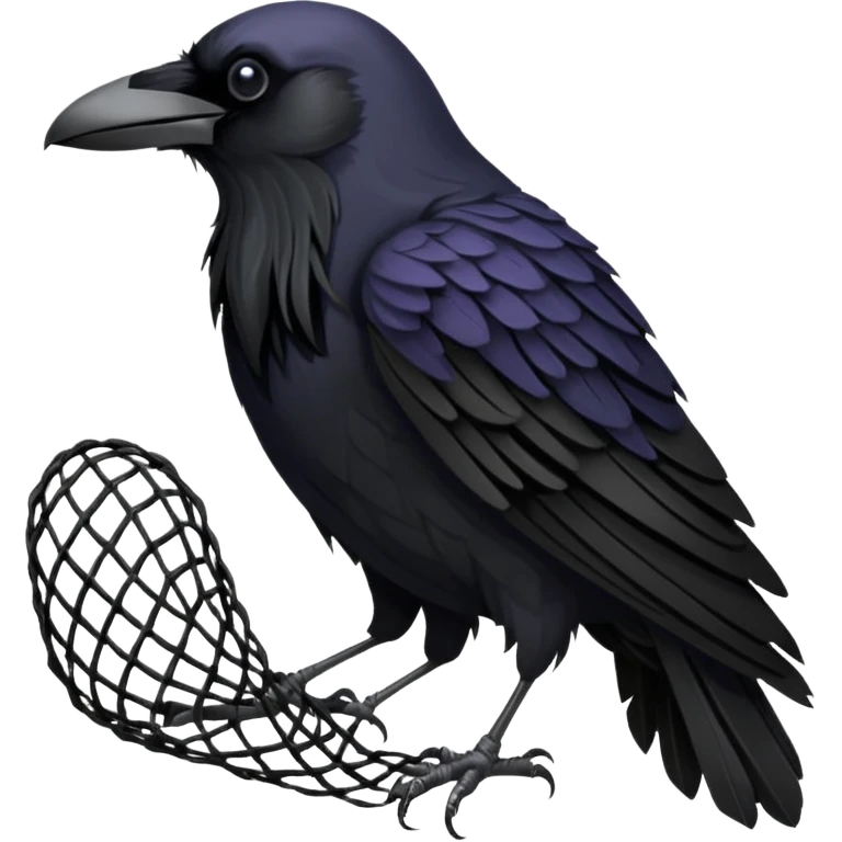 A raven getting caught by a handheld net emoji