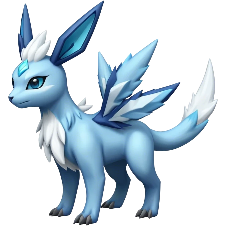Fluffy ethereal Kyurem-Glaceon-dialga-hybrid, full body emoji