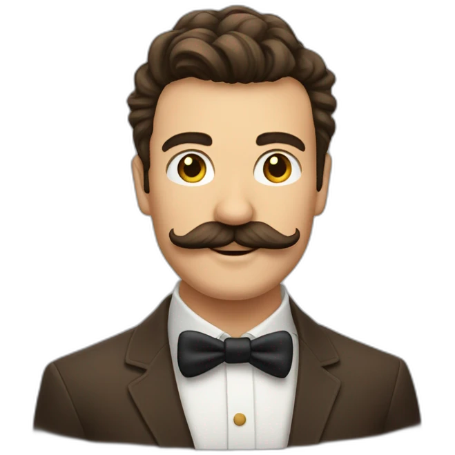 homme moustache, et choiffure de côté brun emoji