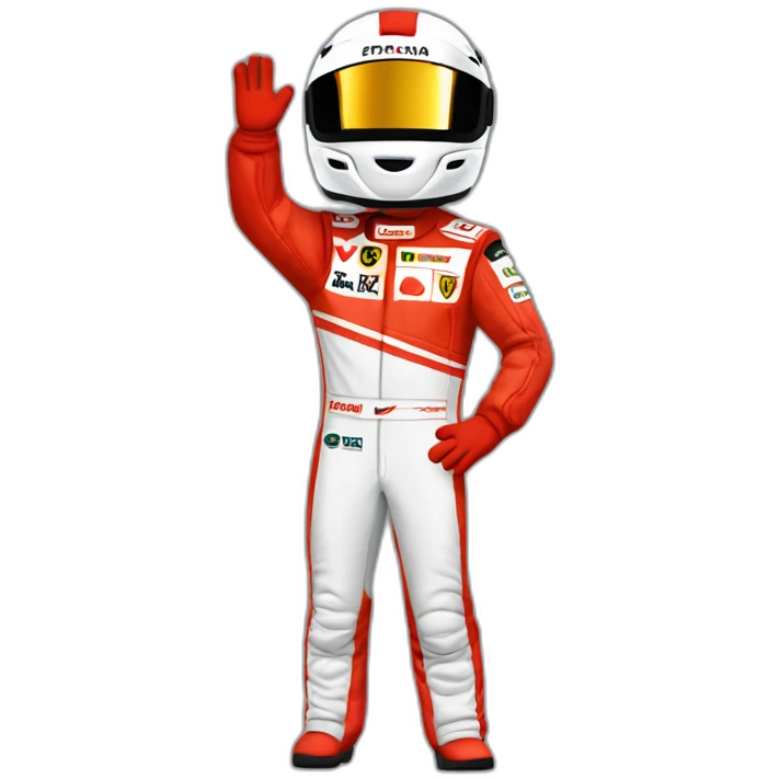 Michael Schumacher Ferrari racing suit waving emoji