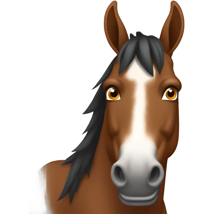 Bay horse scared of mini donkeys  emoji