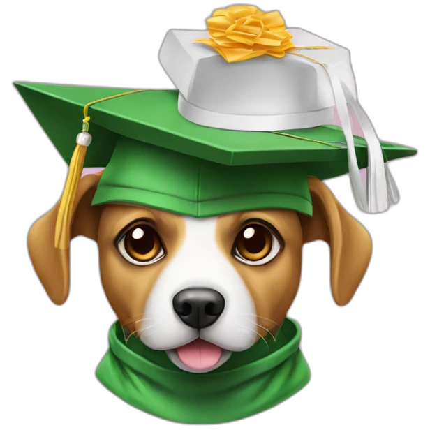 perrito con gorro de graduación verde emoji