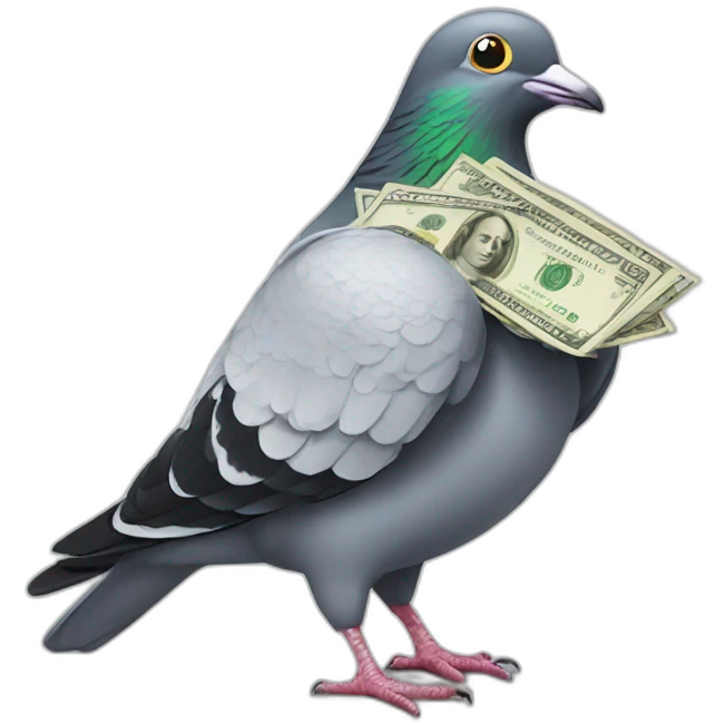 Pigeon with money emoji
