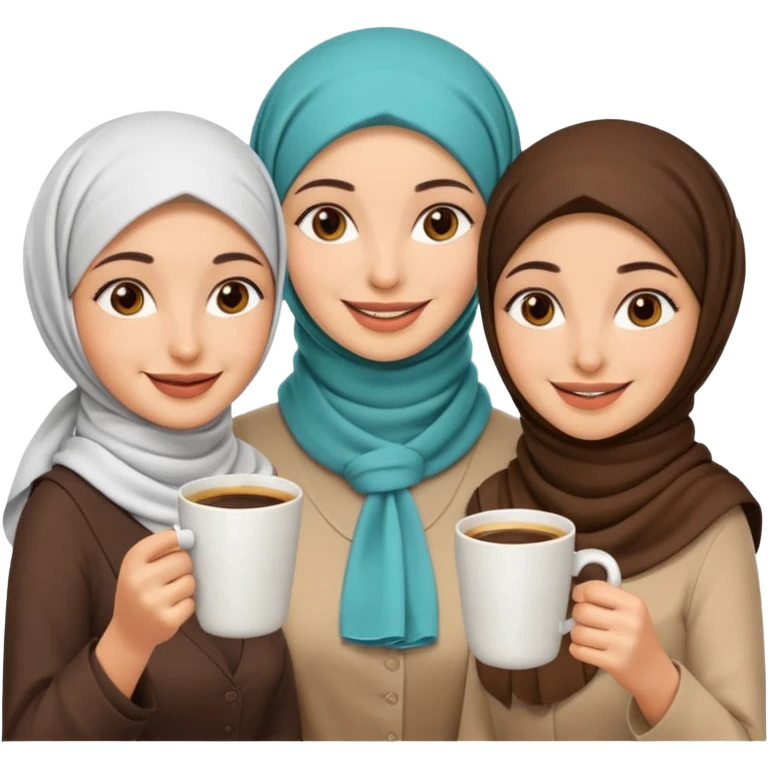 Emoji of 3 arab women drinking coffee emoji